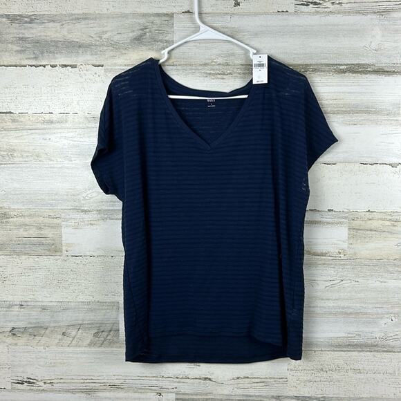 Gap Womens small Navy Blue stripe soft Short sleeve T shirt summer blouse boho - Picture 1 of 6